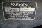 2001 Kubota TG1860