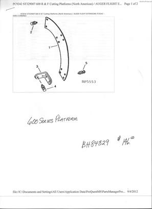  John Deere BH84329 AUGER FLIGHT EXT