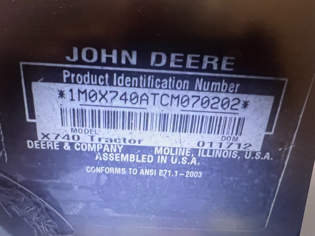 2012 John Deere X740 Image 3
